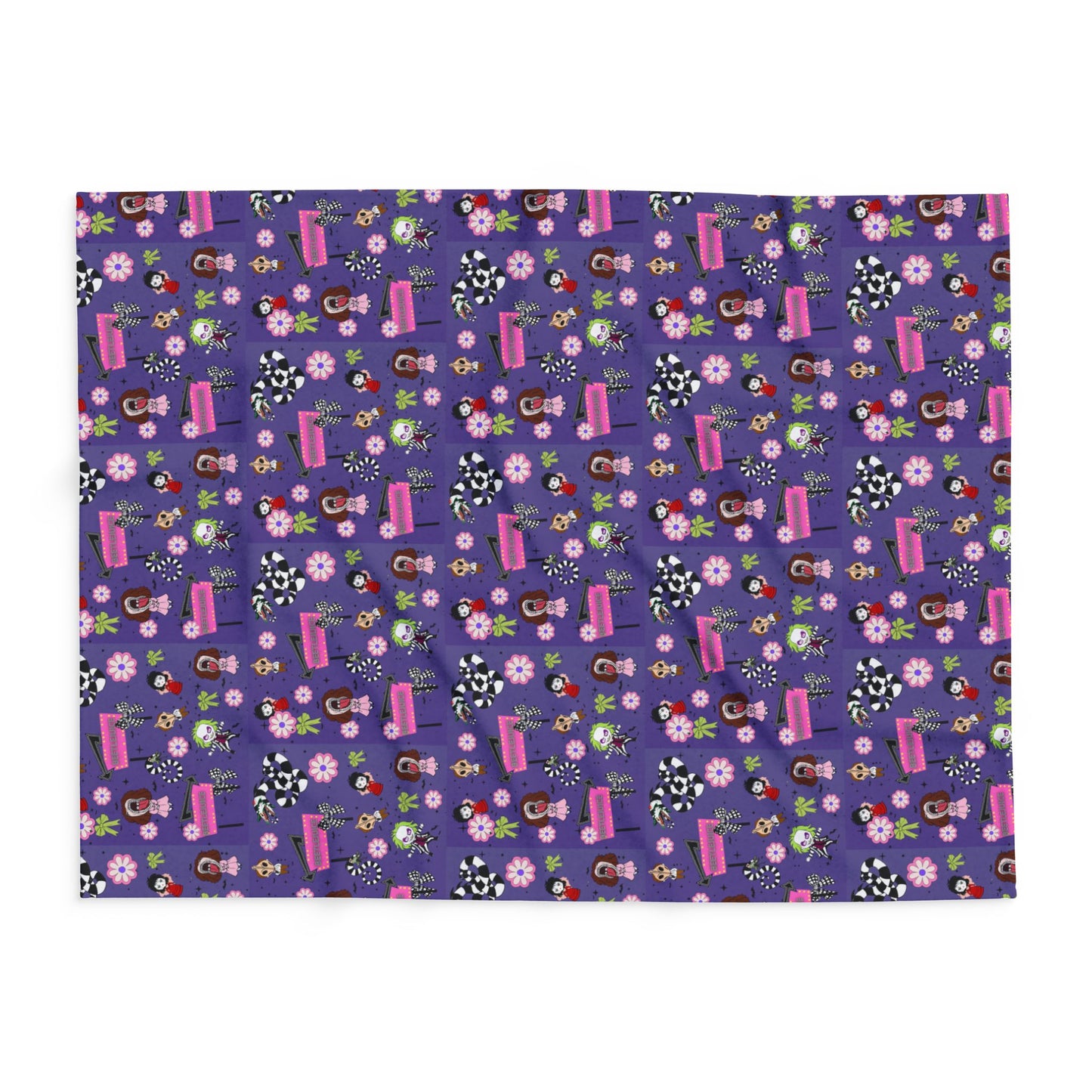 Halloween Beetle juice cute girly flower pink Fleece throw Blanket