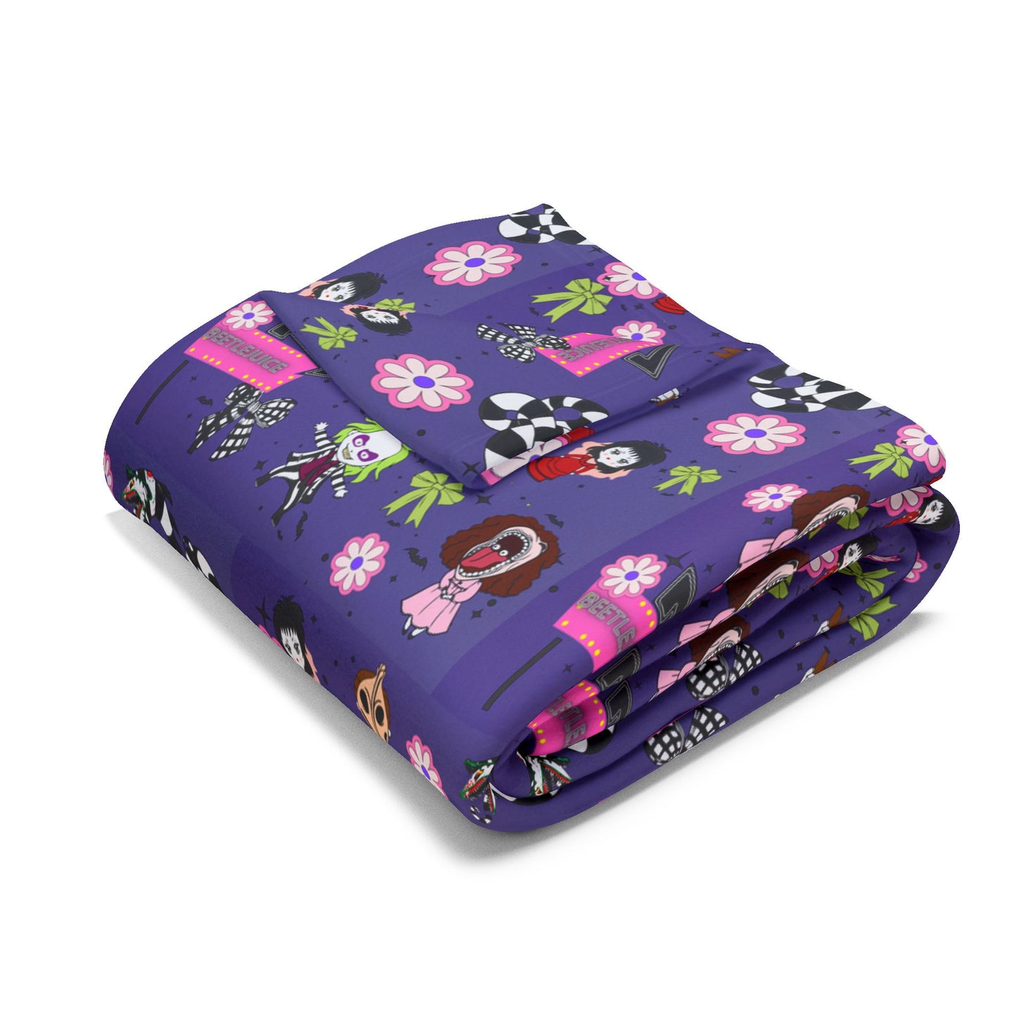 Halloween Beetle juice cute girly flower pink Fleece throw Blanket