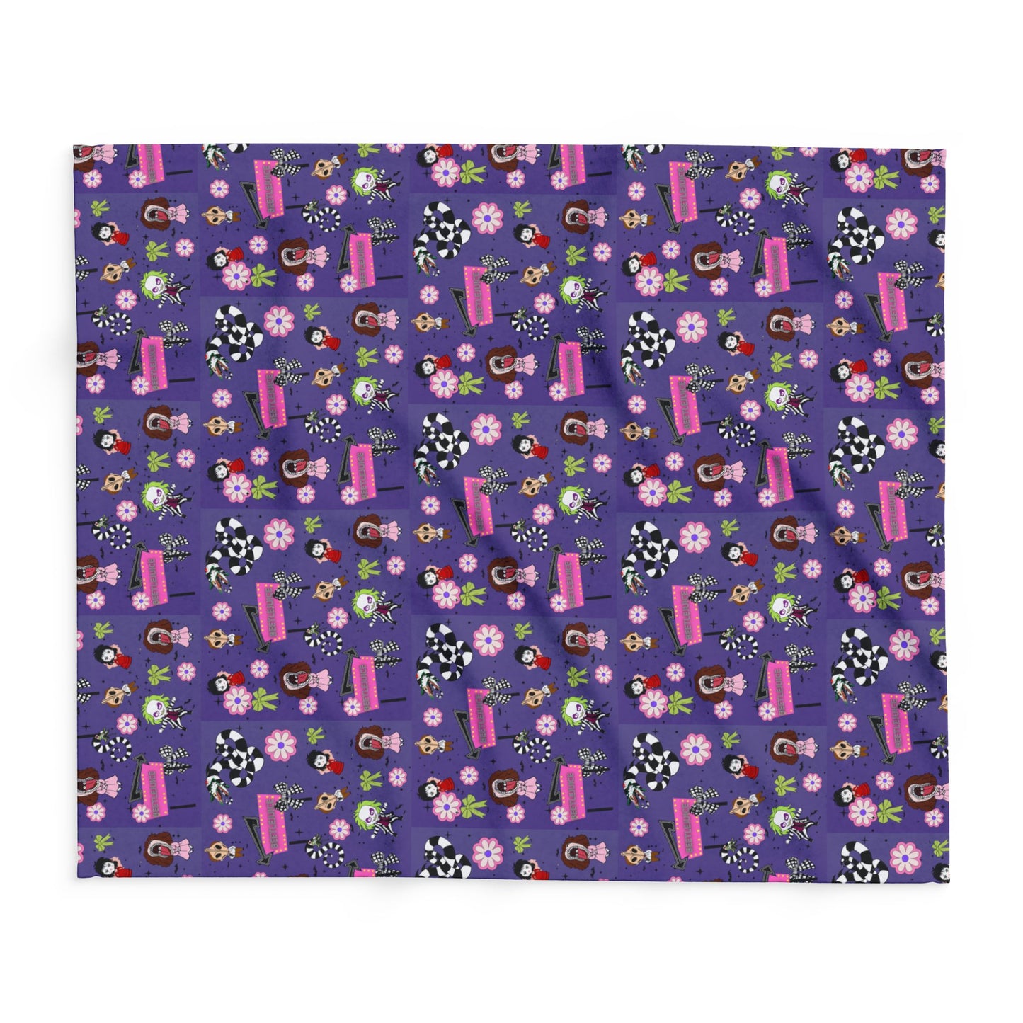 Halloween Beetle juice cute girly flower pink Fleece throw Blanket