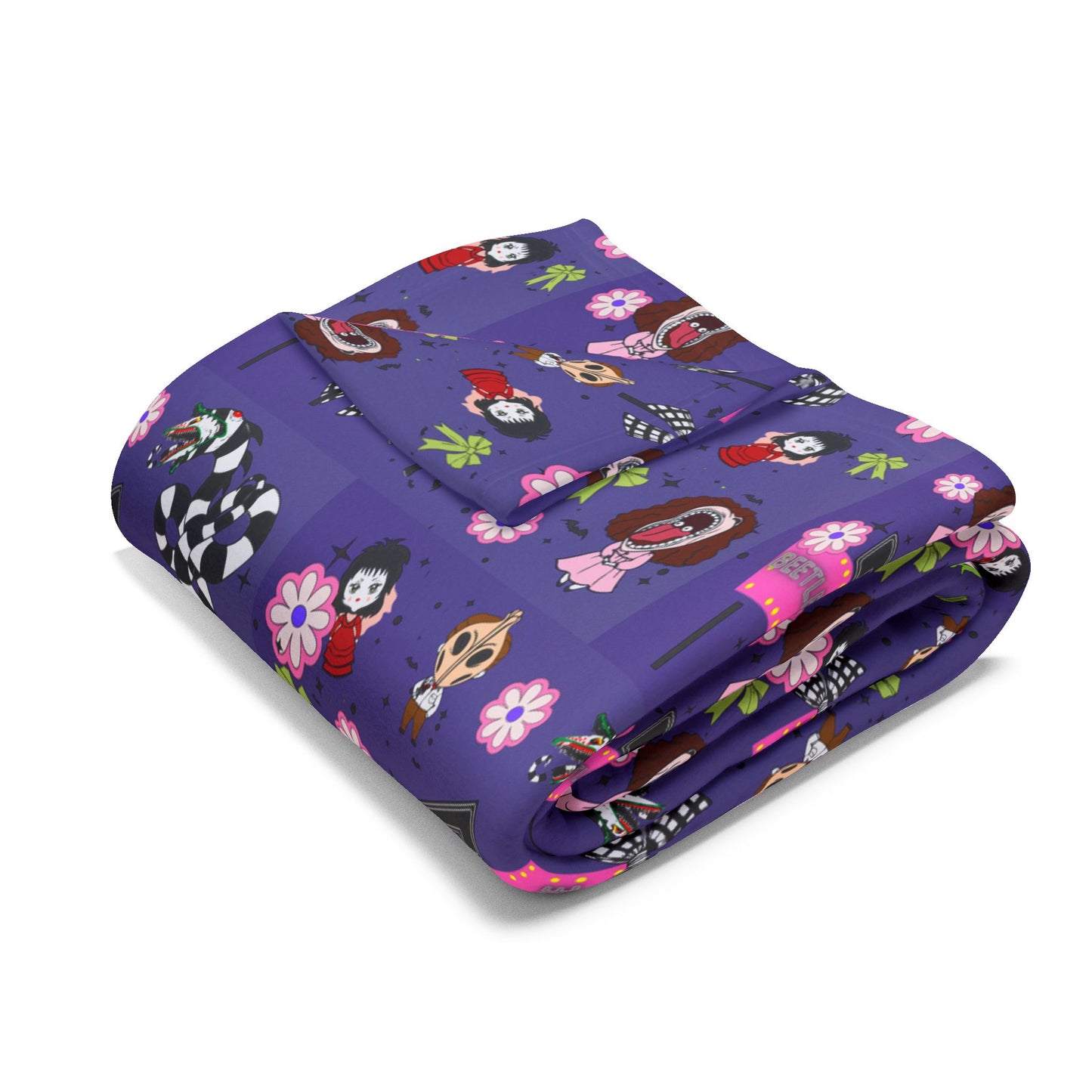 Halloween Beetle juice cute girly flower pink Fleece throw Blanket