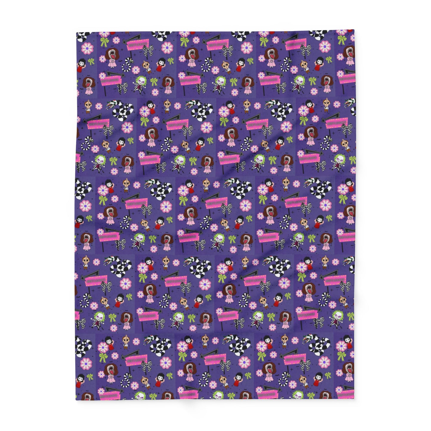 Halloween Beetle juice cute girly flower pink Fleece throw Blanket