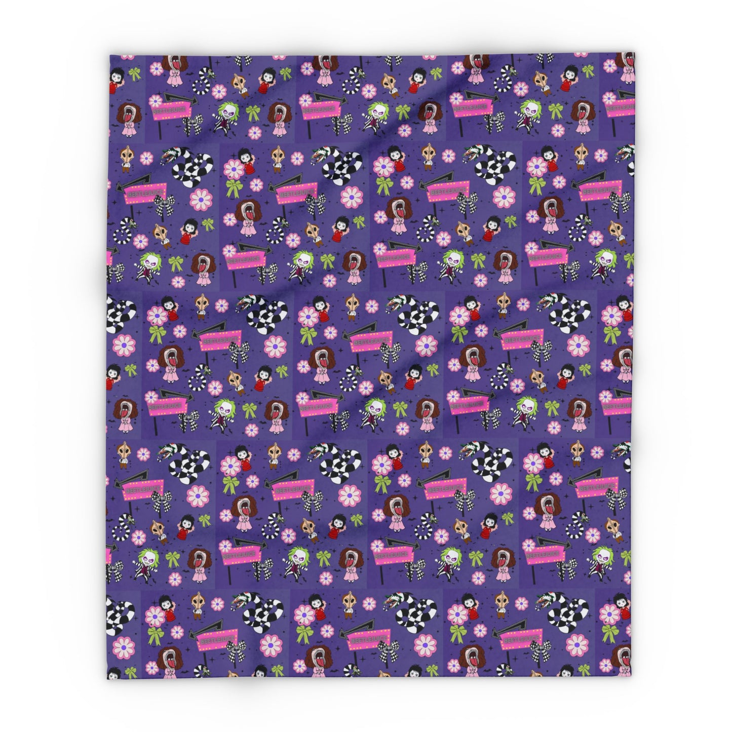 Halloween Beetle juice cute girly flower pink Fleece throw Blanket