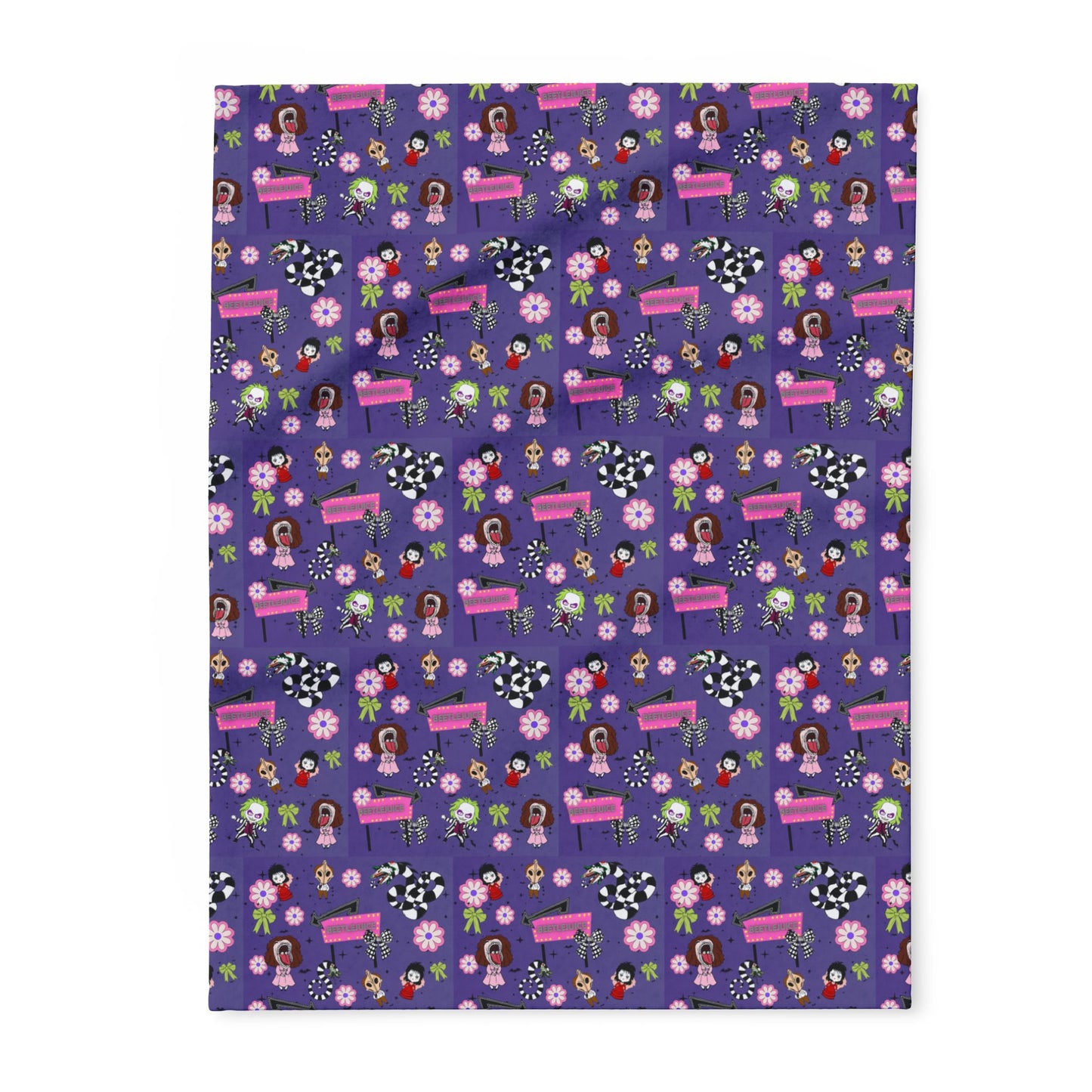 Halloween Beetle juice cute girly flower pink Fleece throw Blanket