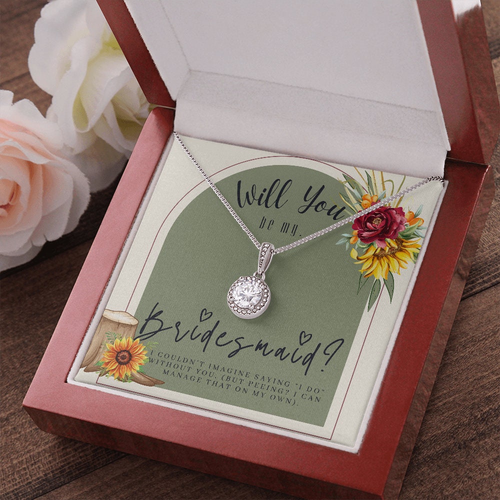 Bridesmaid Proposal Box w/ LeD Light and Necklace & Sunflower Decor