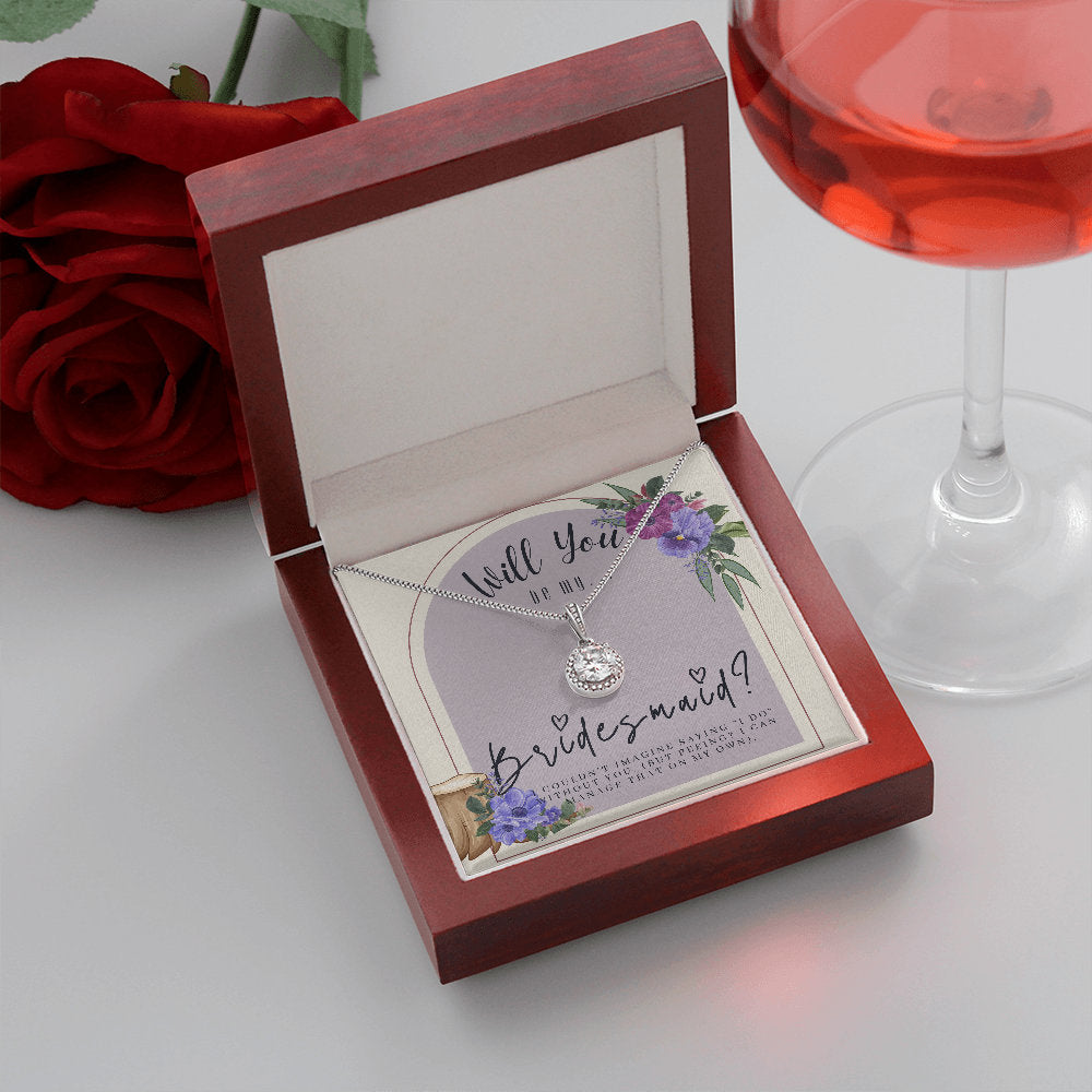 Bridesmaid Proposal Box with LED Light & Necklace on Lavender Background