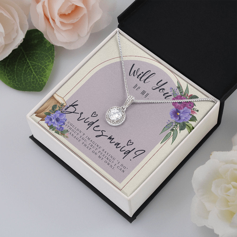 Bridesmaid Proposal Box with LED Light & Necklace on Lavender Background