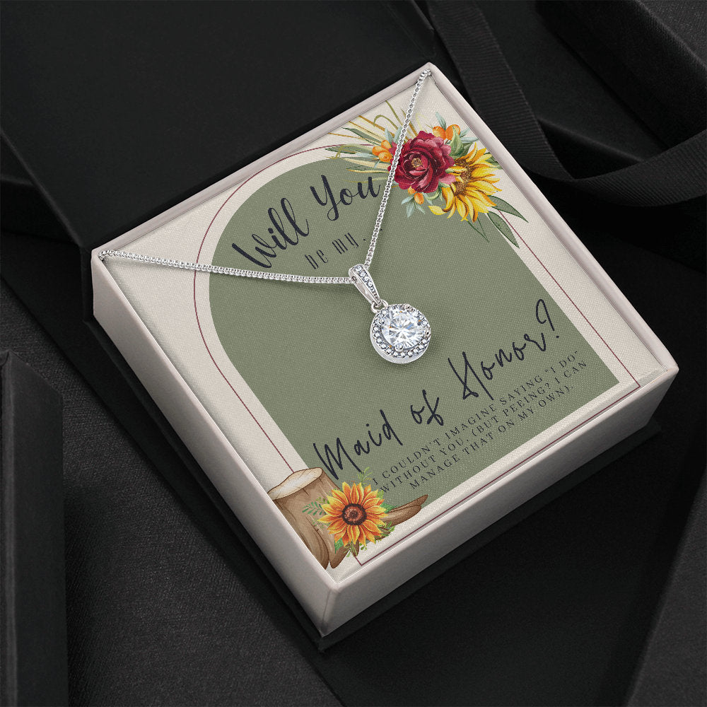 Maid of Honor Proposal Box with LED Light and Necklace in Sunflower theme