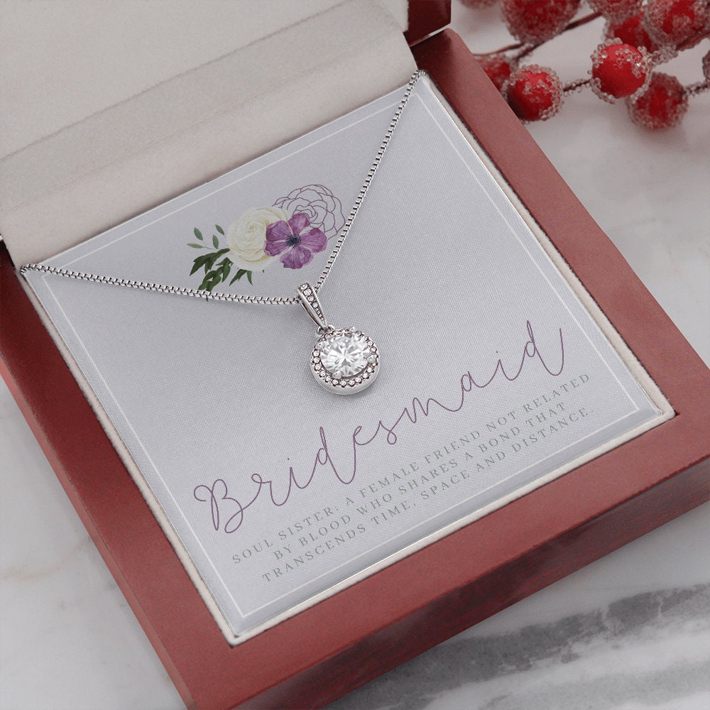 Bridesmaid Necklace on Lavender Background