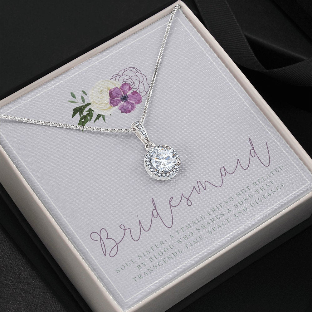 Bridesmaid Necklace on Lavender Background