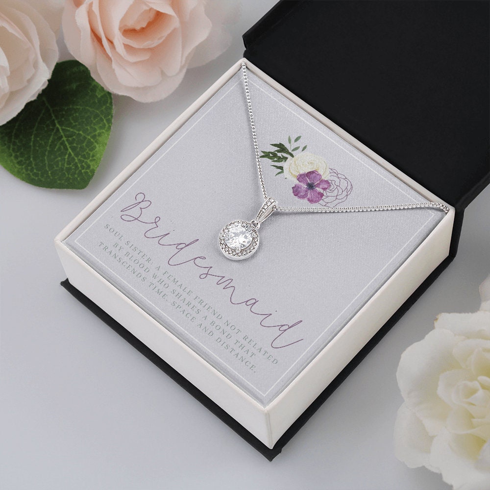 Bridesmaid Necklace on Lavender Background