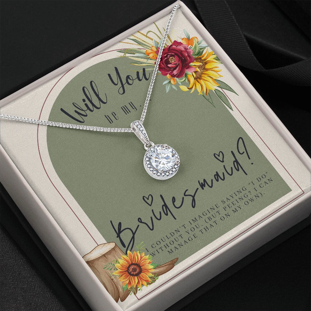 Bridesmaid Proposal Box w/ LeD Light and Necklace & Sunflower Decor