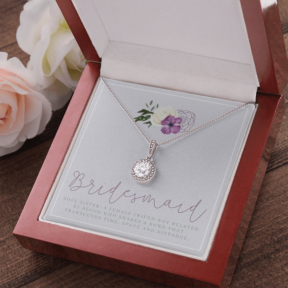 Bridesmaid Necklace on Lavender Background