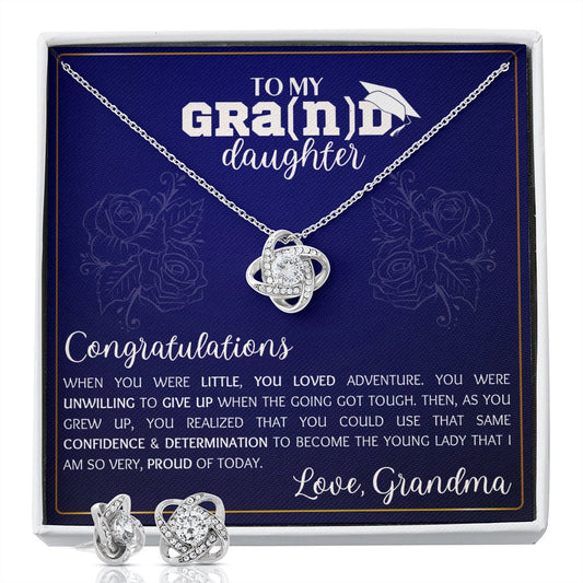 Granddaughter Necklace for Graduation, Commencement Jewelry, Class of 2022, Navy Blue, High School, University